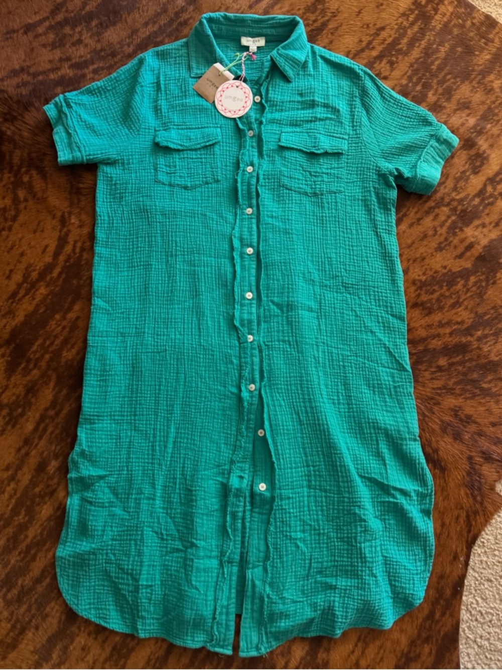 Umgee Teal 100% Cotton Gauze Dress